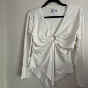 Princess Polly White Ring Detail Asymmetrical Bodysuit